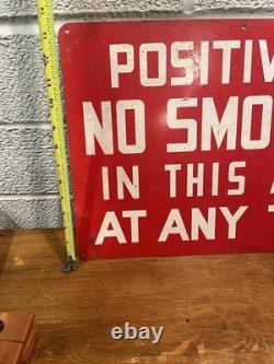 Vtg Gas Station Positively No Smoking No Smoking In This Area At Any Time Sign