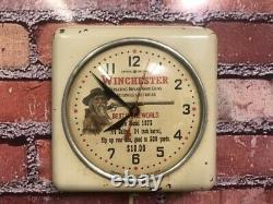 Vtg Ge Winchester Gun Shop Dealer-old Rifle Advertising Display Wall Clock Sign