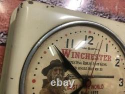 Vtg Ge Winchester Gun Shop Dealer-old Rifle Advertising Display Wall Clock Sign