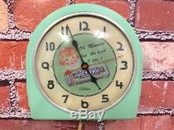 Vtg Green Deco Telechron Wrigley Gum-old Store Advertising Diner Wall Clock Sign