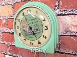 Vtg Green Deco Telechron Wrigley Gum-old Store Advertising Diner Wall Clock Sign