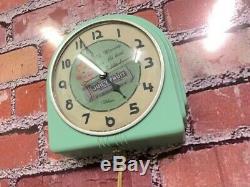 Vtg Green Deco Telechron Wrigley Gum-old Store Advertising Diner Wall Clock Sign