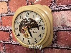 Vtg Hammond Bordens Ice Cream-milk Old Diner Advertising Kitchen Wall Clock Sign