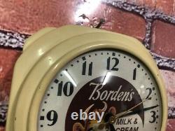 Vtg Hammond Bordens Ice Cream-milk Old Diner Advertising Kitchen Wall Clock Sign