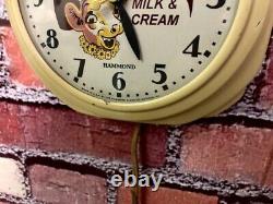 Vtg Hammond Bordens Ice Cream-milk Old Diner Advertising Kitchen Wall Clock Sign