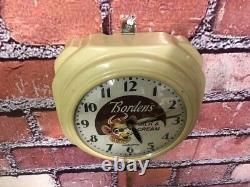 Vtg Hammond Bordens Ice Cream-milk Old Diner Advertising Kitchen Wall Clock Sign