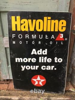 Vtg. Havoline Motor Oil Texaco Metal Sign 24in x 36in Double Sided Gas Station