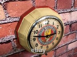 Vtg Ingraham Esso Oil Drop Old Gas Station Advertising Display Wall Clock Sign