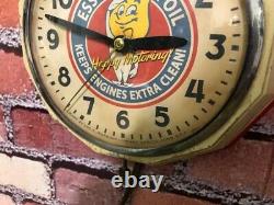 Vtg Ingraham Esso Oil Drop Old Gas Station Advertising Display Wall Clock Sign