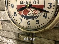 Vtg Ingraham Esso Oil Old Gas Station Advertising Display Wall Clock Sign Mobil