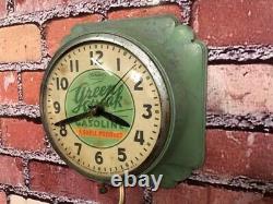 Vtg Ingraham Shell Green Streak Oil-old Gas Station Advertising Wall Clock Sign