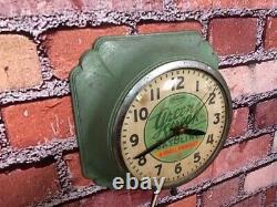 Vtg Ingraham Shell Green Streak Oil-old Gas Station Advertising Wall Clock Sign