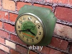 Vtg Ingraham Shell Green Streak Oil-old Gas Station Advertising Wall Clock Sign