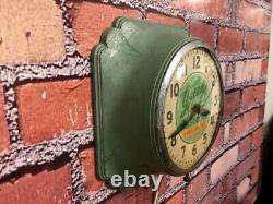 Vtg Ingraham Shell Green Streak Oil-old Gas Station Advertising Wall Clock Sign