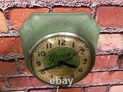 Vtg Ingraham Shell Green Streak Oil-old Gas Station Advertising Wall Clock Sign