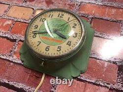 Vtg Ingraham Shell Green Streak Oil-old Gas Station Advertising Wall Clock Sign