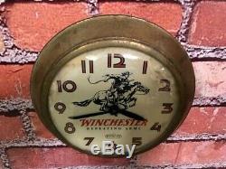 Vtg Ingraham Winchester Dealer Gun Shop Advertising Rifle Part Wall Clock Sign
