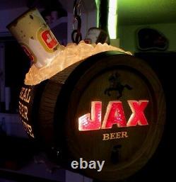 Vtg JAX Beer Spinning Motion Sign / Rotating Bar Light Clock New Orleans LA