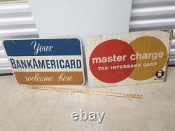 Vtg Lot 1960s BankAmericard Gas Master Charge Credit Card Double-Sided Sign
