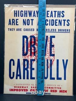 Vtg Order of the red men Road Safety Accident Sign Indian Chief RARE