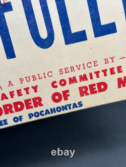Vtg Order of the red men Road Safety Accident Sign Indian Chief RARE