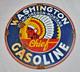 Vtg Porcelain Washington Gasoline Enamel Sign 12 Inches