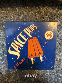 Vtg Space Pops 5 Cents 7 Flavors Og Mummert Sign Co Made In USA Tin 11 1/2 Sign