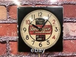 Vtg Telechron Dr Pepper Soda Old Chrome Deco Diner Advertising Wall Clock Sign