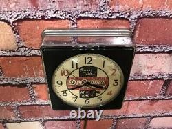 Vtg Telechron Dr Pepper Soda Old Chrome Deco Diner Advertising Wall Clock Sign