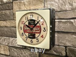 Vtg Telechron Dr. Pepper Soda-old Chrome Deco Diner Advertising Wall Clock Sign