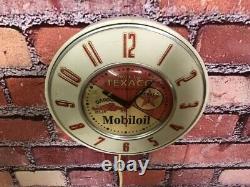 Vtg Texaco-mobil Oil Gargoyle Old Nafta Gas Station Advertising Wall Clock Sign