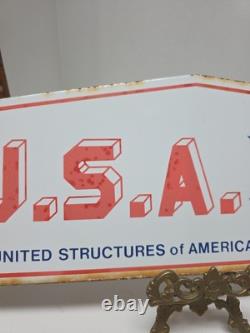 Vtg U. S. A. United Structures Of America Porcelain Sign 18 E Pluribus Unum Eagle