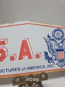 Vtg U. S. A. United Structures Of America Porcelain Sign 18 E Pluribus Unum Eagle