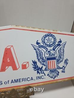 Vtg U. S. A. United Structures Of America Porcelain Sign 18 E Pluribus Unum Eagle