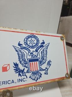 Vtg U. S. A. United Structures Of America Porcelain Sign 18 E Pluribus Unum Eagle