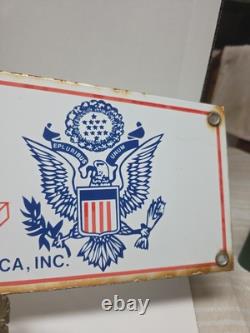 Vtg U. S. A. United Structures Of America Porcelain Sign 18 E Pluribus Unum Eagle