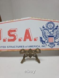 Vtg U. S. A. United Structures Of America Porcelain Sign 18 E Pluribus Unum Eagle