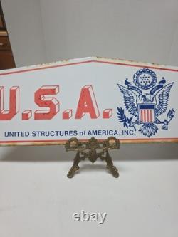 Vtg U. S. A. United Structures Of America Porcelain Sign 18 E Pluribus Unum Eagle