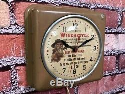 Vtg Winchester Gun Shop Dealer Advertising Pistol-rifle Parts Wall Clock Sign