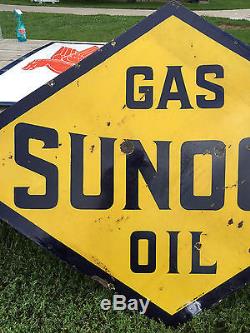 WOW! VinTagE Original SSP Porcelain SUNOCO Sign Gas Oil OLD Sign STATION Barn
