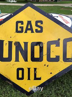WOW! VinTagE Original SSP Porcelain SUNOCO Sign Gas Oil OLD Sign STATION Barn