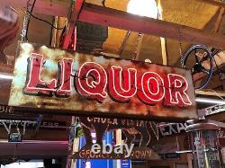 WOW! Vintage LIQUOR Double Sided NEON SIGN Antique PATINA Pub BAR Mancave TAVERN