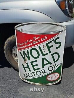 Wolfs Head Vintage Die Cut Metal Sign