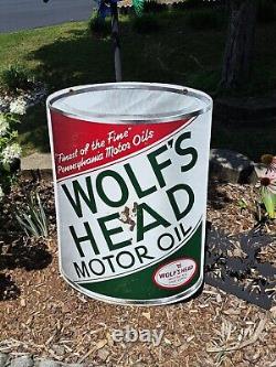 Wolfs Head Vintage Die Cut Metal Sign