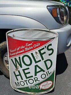 Wolfs Head Vintage Die Cut Metal Sign
