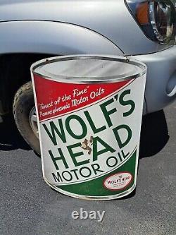 Wolfs Head Vintage Die Cut Metal Sign